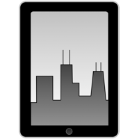The Chicago skyline displayed inside an iPad